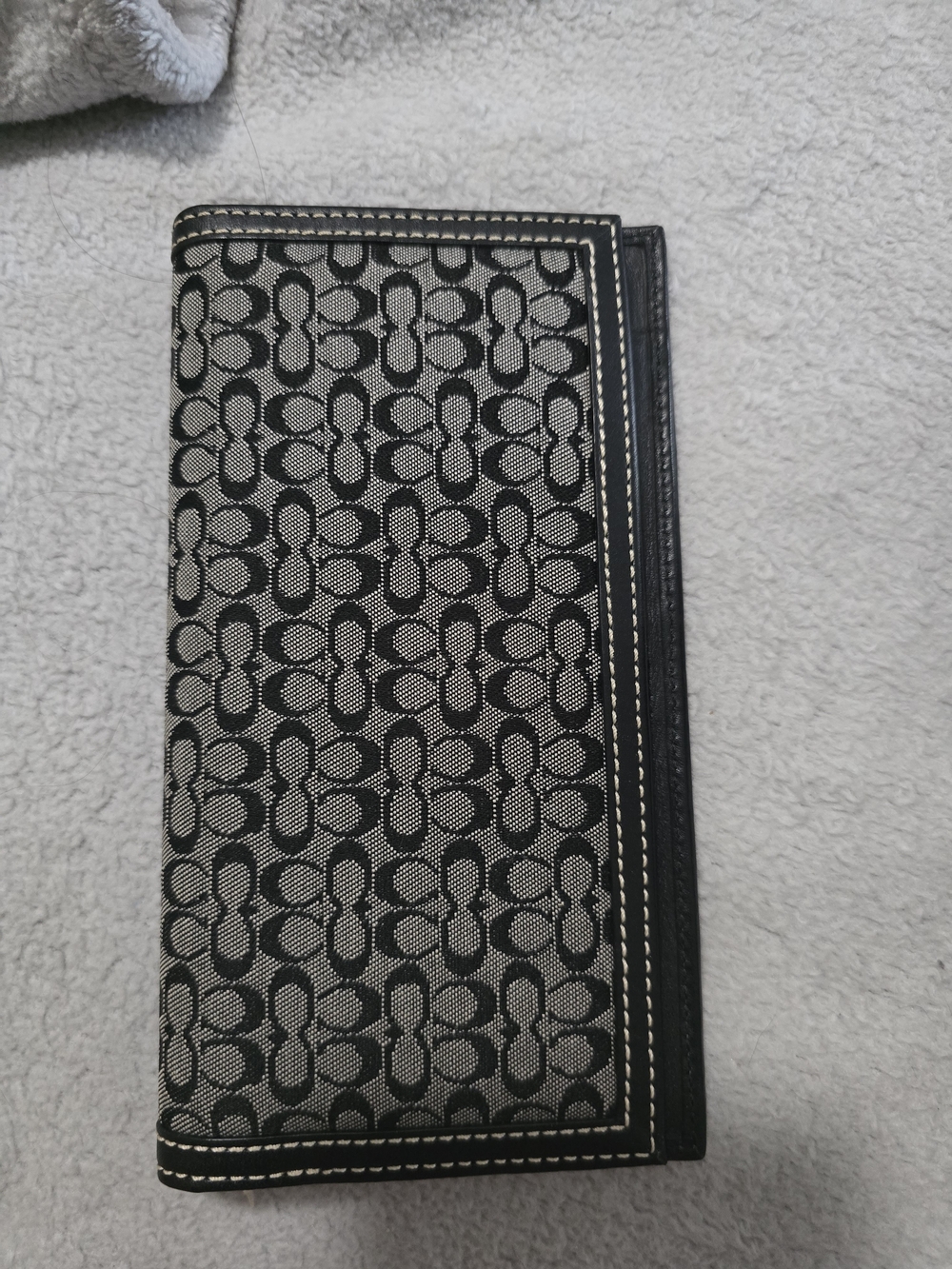 Coach Black and Gray Signature Long Card Holder